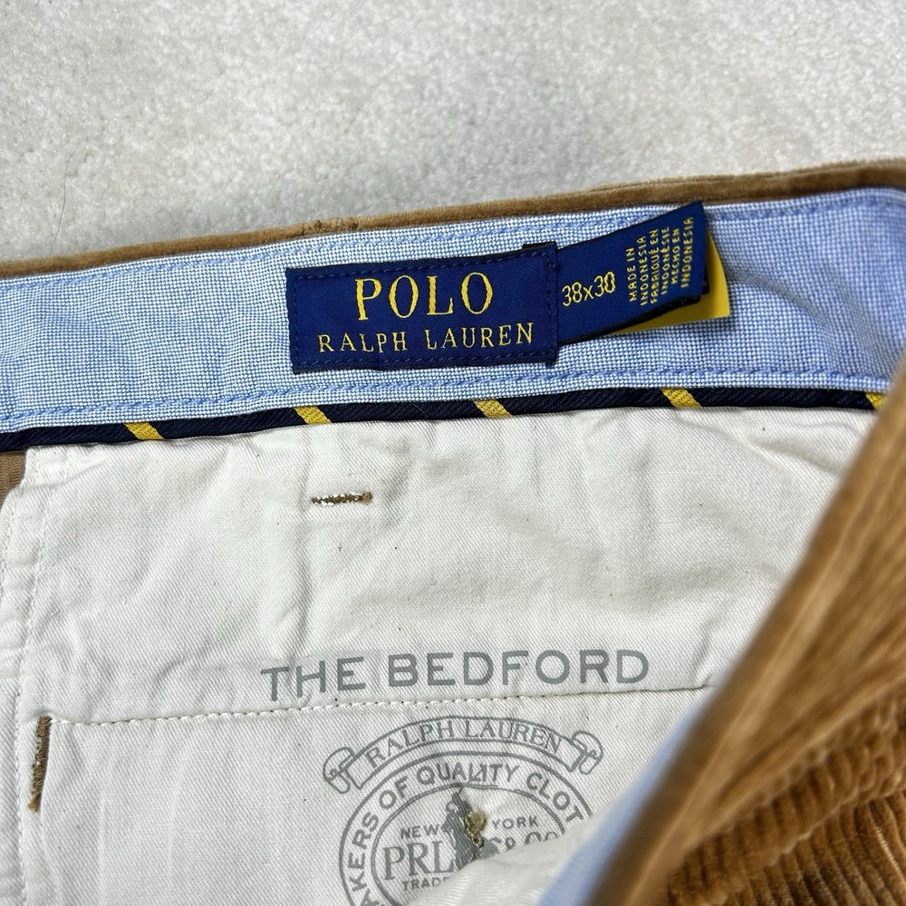 Polo Ralph Lauren Pants Men 38x30 Bedford Straight Fit Heavy Corduroy Brown Gold - Picture 7 of 10